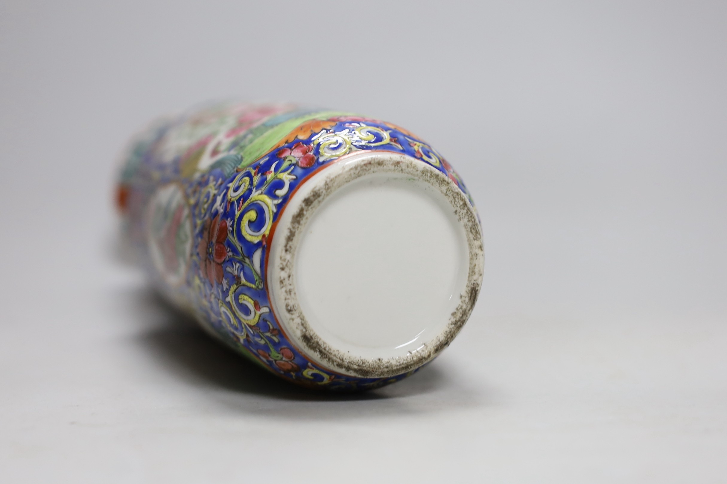 A late 19th century Chinese famille rose vase, 25.5cm high